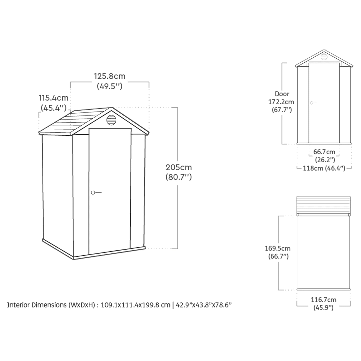 Keter Casetta da giardino Darwin 4x6, Finitura Effetto Legno Naturale, Grigia, 126x184,5x205 H Cm