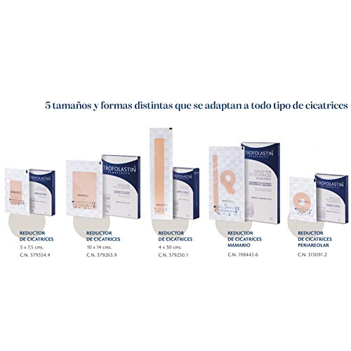 Trofolastin, Reductor de Cicatrices Mamario, Apósitos Adhesivos para Cicatrices de Cirugía Mamaria, Hipertróficas y Queloides, 3 Formatos x 2uds