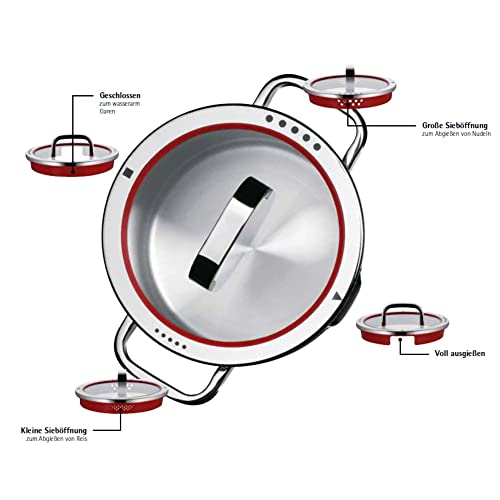 WMF Function 4-Olla Grande Alta de 24cm (5,7 litros de Capacidad) con Tapa, Cromargan 18/10, Acero Inoxidable Pulido