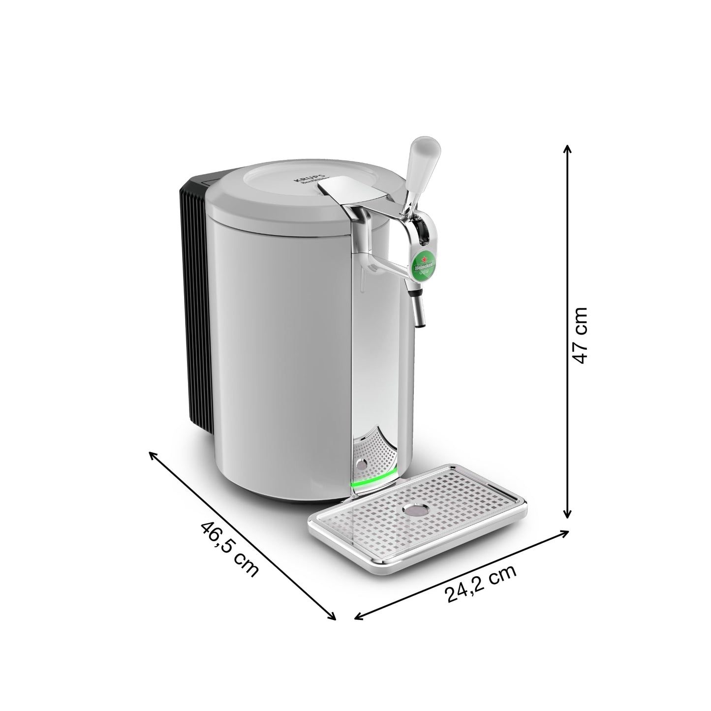 Krups Beertender Bierzapfanlage, 5 l Fässer, Marke Heineken, Kontrollleuchte, perfekte Temperatur und Schaum, frisches Bier, einfache Installation, kompakt VB452E10