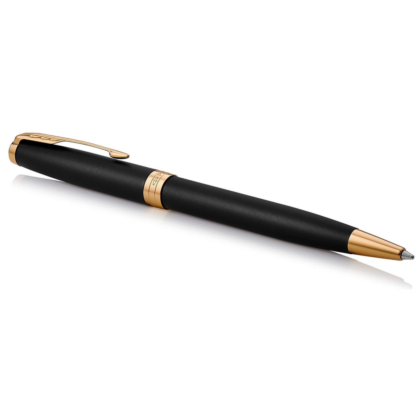 Parker Sonnet Kugelschreiber | Matt-Schwarze Lackierung mit Goldzierteilen | Mittlere Spitze | schwarze Tinte | Geschenkbox