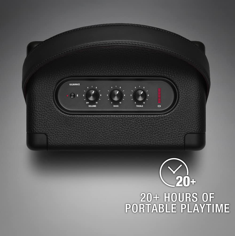Marshall Kilburn II Bluetooth Altoparlante Portatile, Senza fili Casse, Impermeabilità IPX2, 20 ore riproduzione, Nero