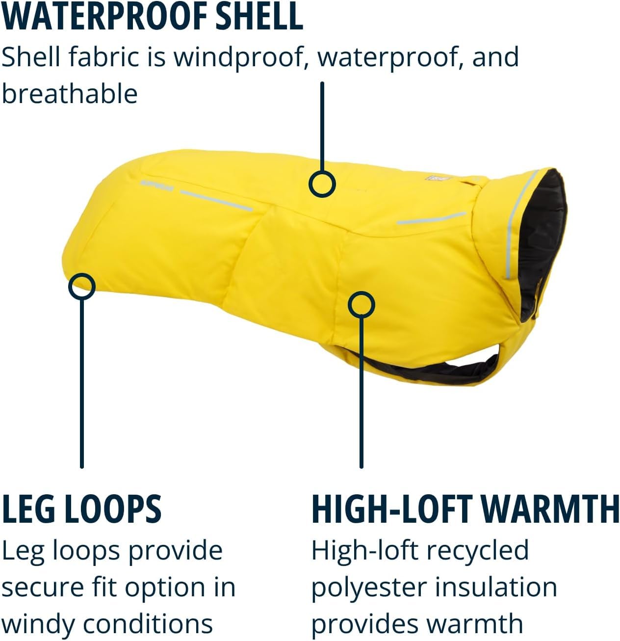RUFFWEAR Vert Jacket, Insulated Outdoor Winter Dog Jacket with Leg Loops for Secure Fit, Windproof & Waterproof, Easy On/Off, includes Leash Portal, for Small Dogs, Size XS, Canyonlands Orange