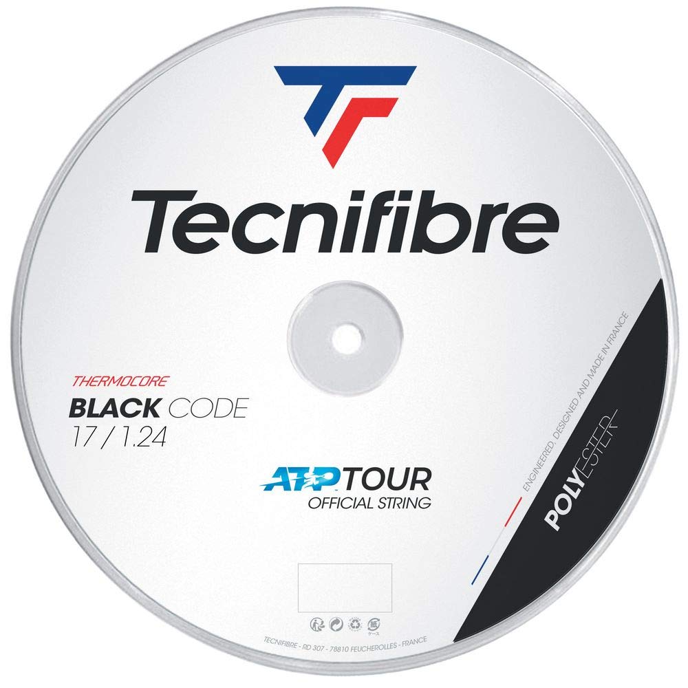 Tecnifibre Bobina 200M-BLACK Codice 1.24 Corda da Tennis Adulto Unisex, Nero, Singolo