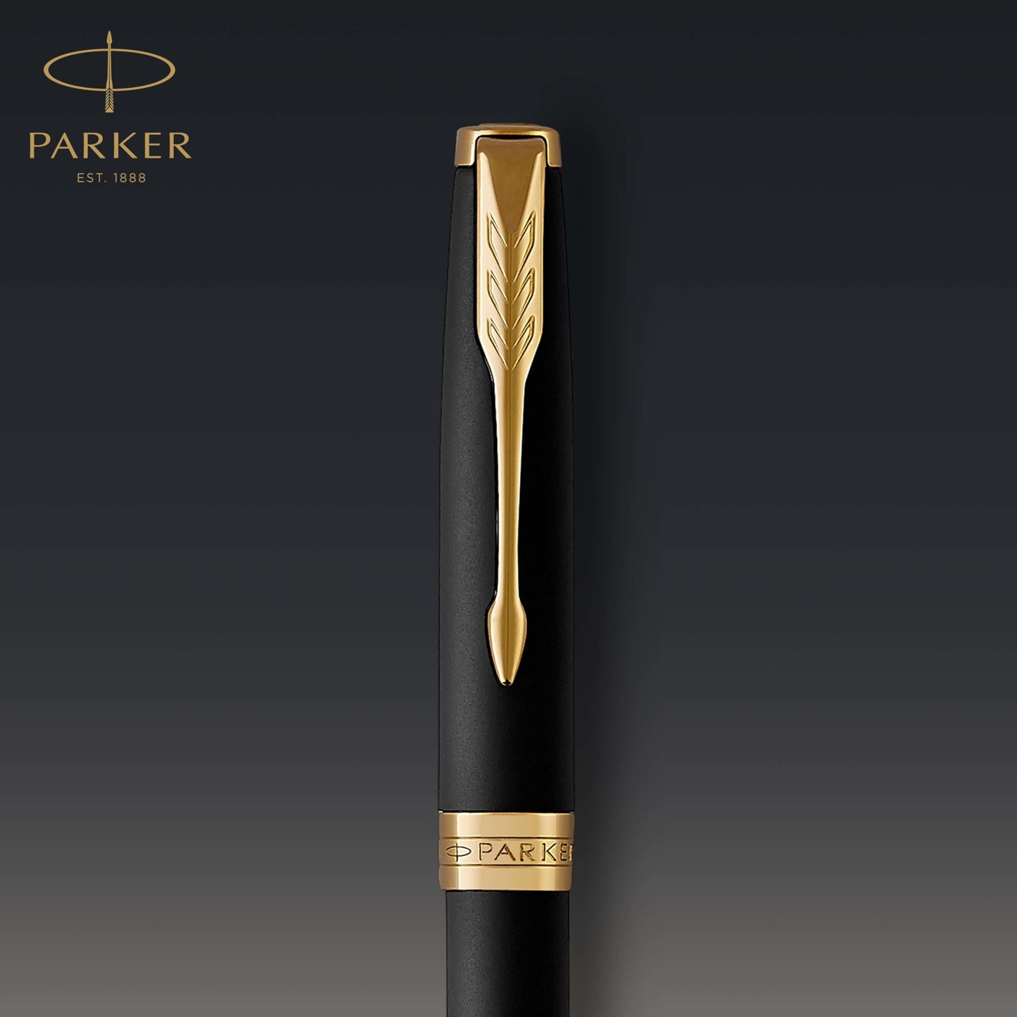 Parker Sonnet Kugelschreiber | Matt-Schwarze Lackierung mit Goldzierteilen | Mittlere Spitze | schwarze Tinte | Geschenkbox