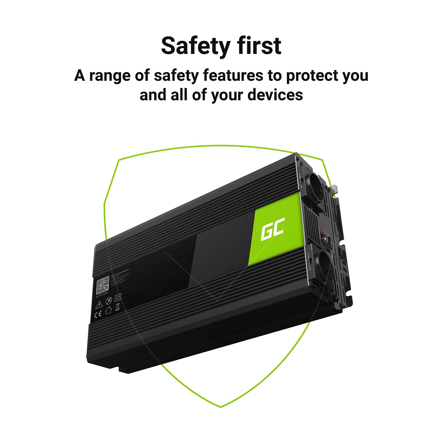 Green Cell® 1500W/3000W 12V 220V/230V Onda Pura Inverter Invertitore di Tensione Fotovoltaico DC AC per Camper Auto Convertitore di Potenza, Trasformatore sinusoidale Pura Porta USB per Batteria Auto