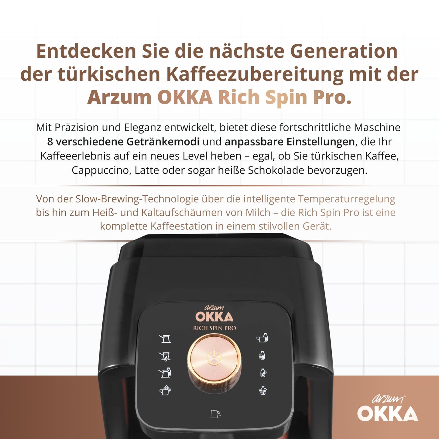 Arzum OKKA RICH SPIN PRO TURKISH COFFEE MACHINE COPPER