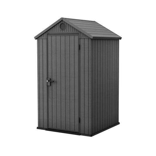 Keter Casetta da giardino Darwin 4x6, Finitura Effetto Legno Naturale, Grigia, 126x184,5x205 H Cm