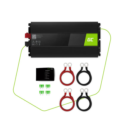 Green Cell® 1500W/3000W 12V 220V/230V Onda Pura Inverter Invertitore di Tensione Fotovoltaico DC AC per Camper Auto Convertitore di Potenza, Trasformatore sinusoidale Pura Porta USB per Batteria Auto