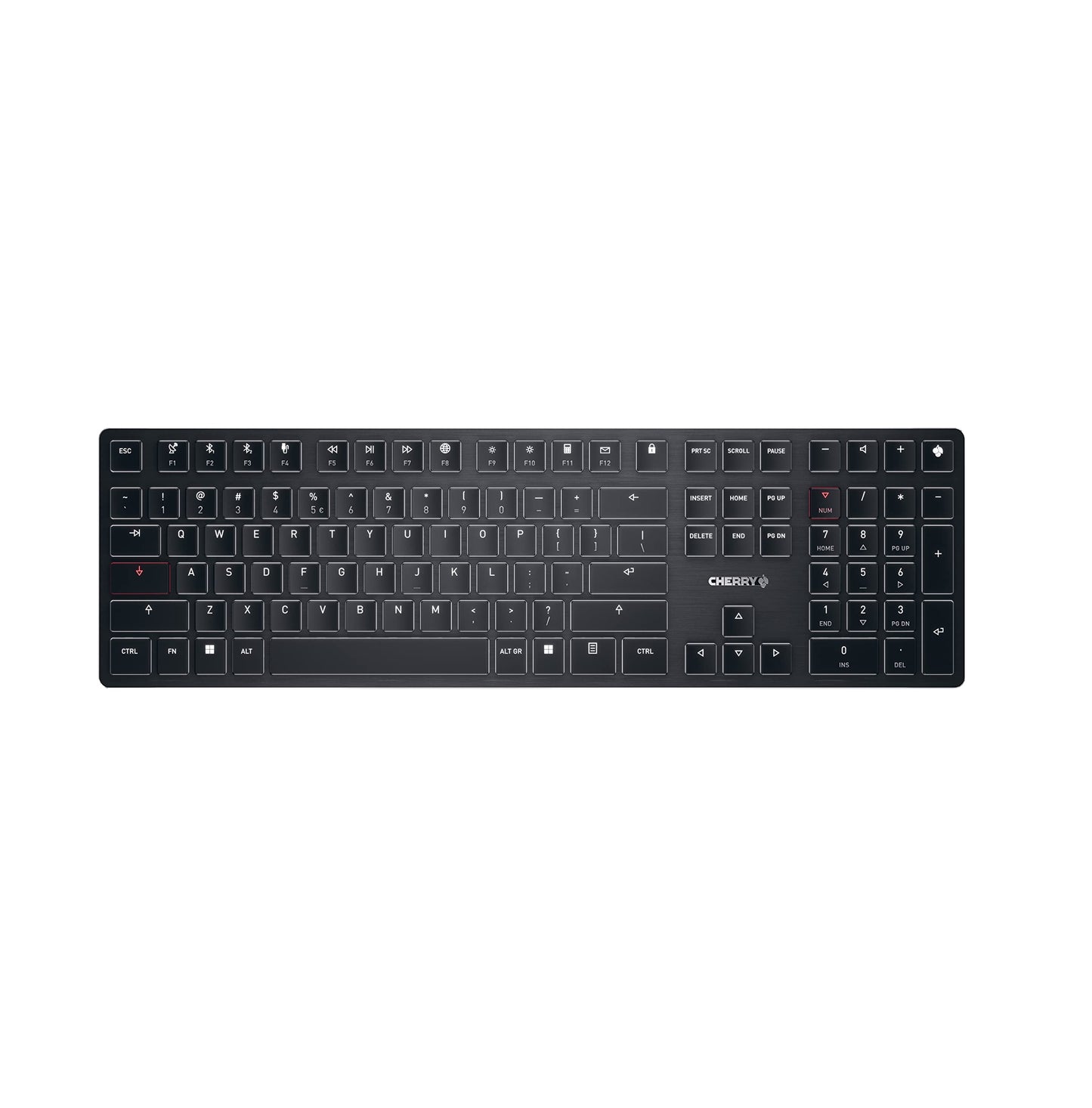 CHERRY KW X ULP, Tastiera High-End Meccanica Ultrapiatta, Layout per l'Unione Europea QWERTY, Tastiera Multidispositivo Senza Fili per fino a 4 Dispositivi, Ricaricabile, Nero, Layout EU - QWERTY