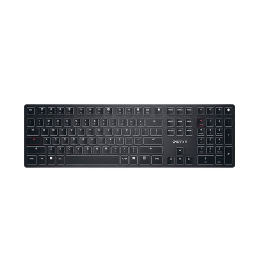 CHERRY KW X ULP, Tastiera High-End Meccanica Ultrapiatta, Layout per l'Unione Europea QWERTY, Tastiera Multidispositivo Senza Fili per fino a 4 Dispositivi, Ricaricabile, Nero, Layout EU - QWERTY