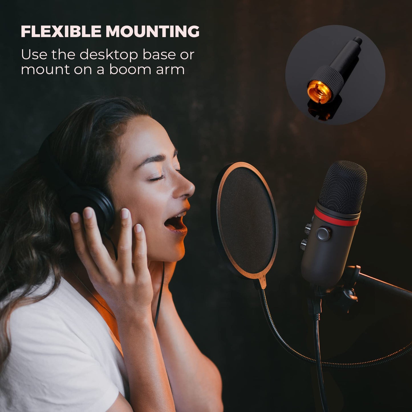 AUDIOPRO Microfono USB, microfono da gioco a condensatore per PC/laptop/PS4/5, uscita cuffie, controllo volume, USB tipo C Plug and Play, pulsante mute LED, per streaming, podcast, registrazione in