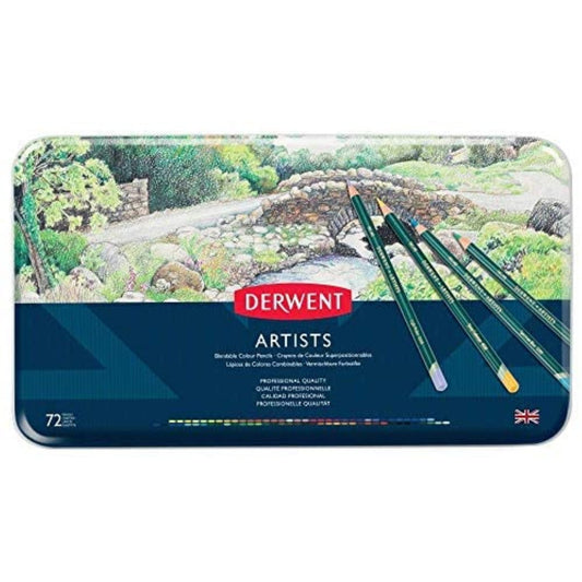 Derwent Artists Set di 72 Matite Colorate per Disegnare e Scrivere, Ideali per Sfumature e Stratificazioni, Astuccio in Metallo Incluso, Qualità Professionale