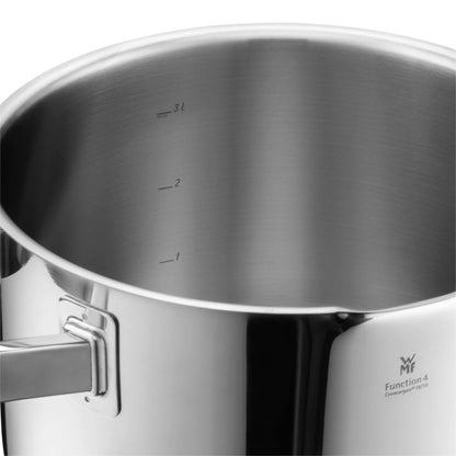 WMF Function 4-Olla Grande Alta de 24cm (5,7 litros de Capacidad) con Tapa, Cromargan 18/10, Acero Inoxidable Pulido