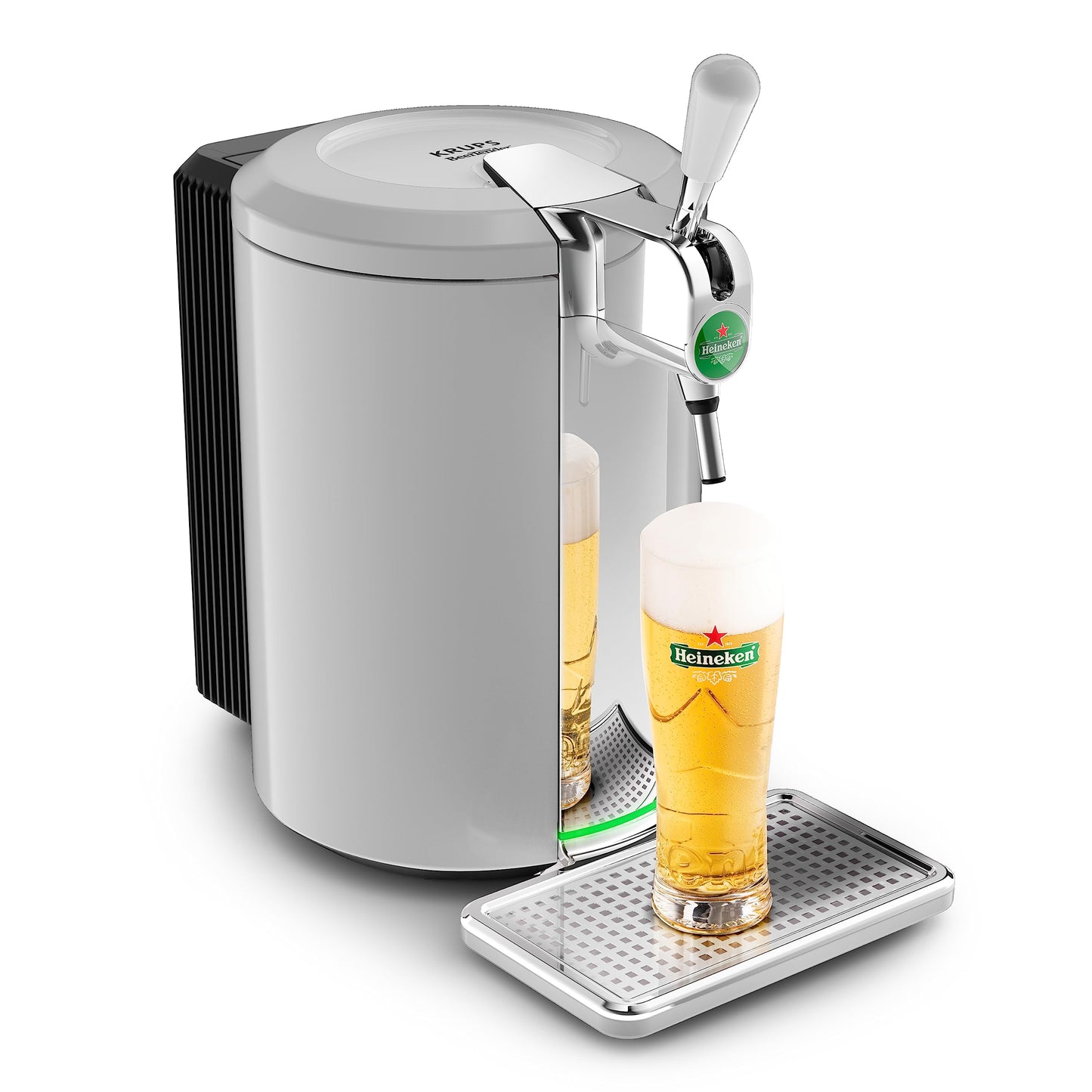 Krups Beertender Bierzapfanlage, 5 l Fässer, Marke Heineken, Kontrollleuchte, perfekte Temperatur und Schaum, frisches Bier, einfache Installation, kompakt VB452E10