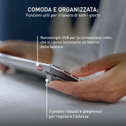 CHERRY KW X ULP, Tastiera High-End Meccanica Ultrapiatta, Layout per l'Unione Europea QWERTY, Tastiera Multidispositivo Senza Fili per fino a 4 Dispositivi, Ricaricabile, Nero, Layout EU - QWERTY