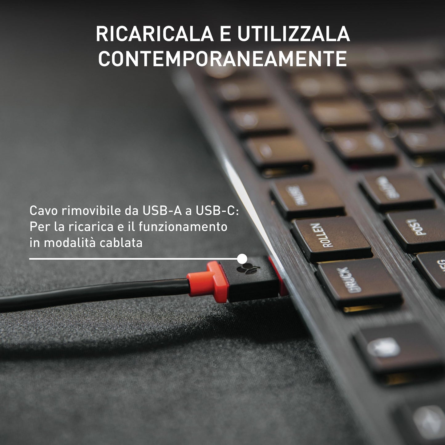 CHERRY KW X ULP, Tastiera High-End Meccanica Ultrapiatta, Layout per l'Unione Europea QWERTY, Tastiera Multidispositivo Senza Fili per fino a 4 Dispositivi, Ricaricabile, Nero, Layout EU - QWERTY