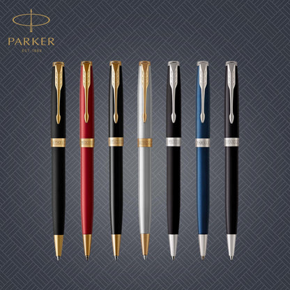 Parker Sonnet Kugelschreiber | Matt-Schwarze Lackierung mit Goldzierteilen | Mittlere Spitze | schwarze Tinte | Geschenkbox