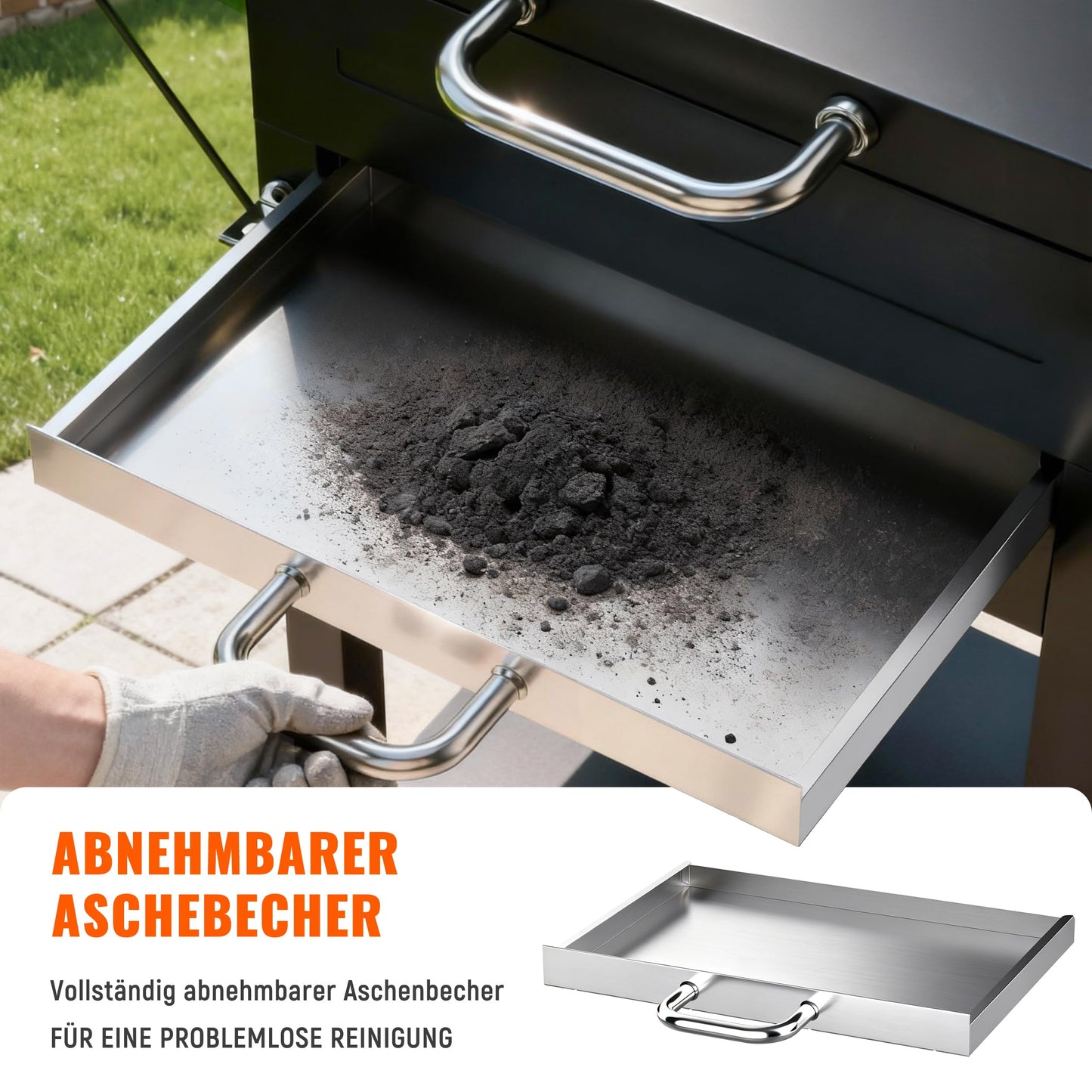 KOBENDA Holzkohlegrill mit Deckel XL BBQ Smoker Grillwagen inkl. Thermometer verstellbarem Rost Robuster Standgrill für Garten, Terrasse, Camping Komplettset mit Abdeckhaube Ascheschublade