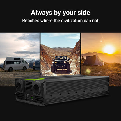 Green Cell® 1500W/3000W 12V 220V/230V Onda Pura Inverter Invertitore di Tensione Fotovoltaico DC AC per Camper Auto Convertitore di Potenza, Trasformatore sinusoidale Pura Porta USB per Batteria Auto